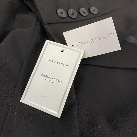 Charter Club Blazer Womens 16 Black Basic Capsule Minimalist Work Office Jacket - Picture 16 of 16